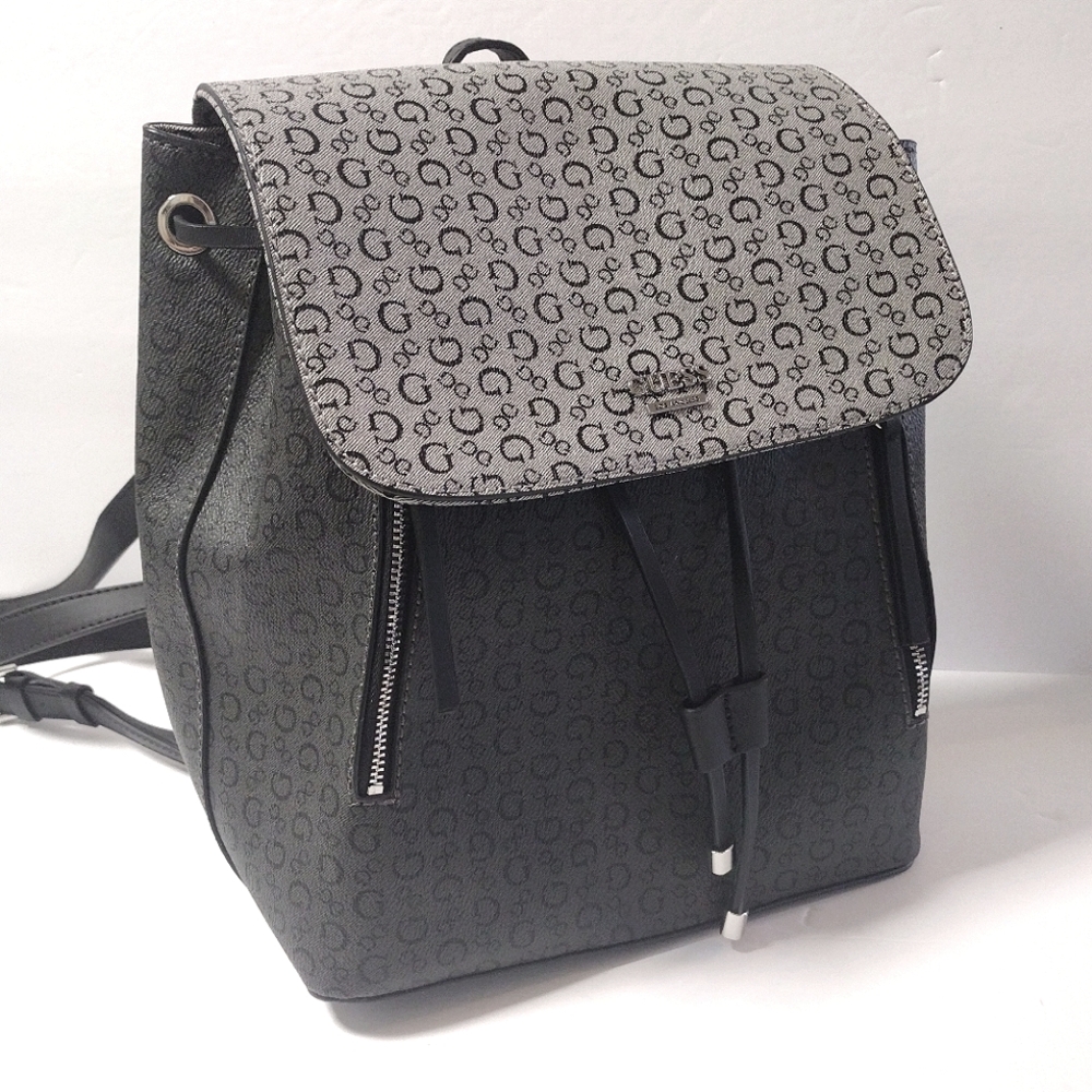 GUESS Rhett Flap Logo Print Drawstring Backpack Bag Handbag NWOT